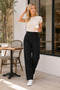 Black Crepe Fabric High Waist Pleated Detailed Wide Leg Palazzo Trousers 001 - 7