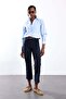 Navy Blue Straight Cut Fabric Trousers 9974 - 3