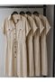 Women's Linen Viscose Shirt Dress - Gathered at the Waist - with Pockets - Midi Length Summer Dress - 4