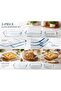 3-Piece Rectangular Glass Oven Baking Dish Set with Handles, Small 2.0L Medium 2.7L Large 3.8L, Glass Bakeware for Lasagna, Casserole & Cooking - 3