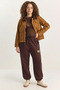 Women's Basic Jogger Relaxed Fleece Sweatpants Brown - 5