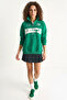 Women's Embroidered Half-Zip Polo Collar Embroidered Oversize Green Sweatshirt - 3