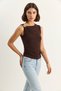 Women's Saran Acı Brown Blouse with Metal Accessories and Waist Draping Detail - 3
