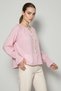Women's Tie Collar, Flounce Sleeve Detailed, Linen Textured Pink Blouse - 4