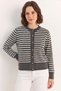 Women's Gold Button Detailed Thin Striped Crew Neck Knitwear Anthracite Cardigan - 2