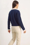 Women's Baby Collar Sleeve Detailed Knitwear Navy Blue Cardigan - 6