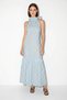 Women's Polka Dot Halter Neck Halter Dress with Ruffle Hem Long Blue Dress - 7