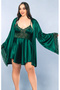 Plus Size Satin Nightgown Dressing Gown Set