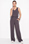 Women's V-Neck Strap Blouse with Palazzo Pants Gray Bottom-Top Set - 5