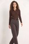 Women's Polo Collar Regular Fit Knitwear Brown Sweater - 3