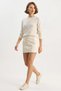 Women's Crew Neck Sequin Detailed Gilded Knitwear Cream Sweater - 3