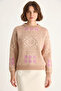 Women's Patterned Long Sleeve Crew Neck Knitwear Mink Sweater - 7