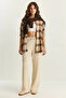 Women's Wide Leg Crinkle Knitted Cream Pants
