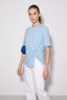 Women's Padded Shoulder Detailed Knot Short Sleeve t Shirt Baby Blue - 3