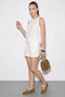 Women's Thick Strap Blouse with Elastic Waist and Pocket Detail, Muslin White Set - 4