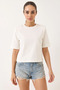 Women's Crew Neck Padded Cotton T-Shirt White