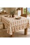 Buldan Linen Tasseled Ruffled Bohemian Tablecloth – Tile Brown