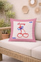 Pink Cherry and Bow Pattern Decorative Throw Pillow Cover Retro Kitchen Decor 43X43 cm - 2