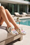 6301 Printed Comfort Cross Sabo Slippers with Hat and Cat Print