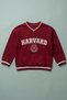 Unisex Kids' V-Neck College Printed Sweatshirt with Stripe Detail
