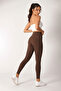 High Waist Firming and Lifting Brown Corset Leggings - 3