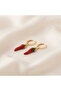 Gold Plated Red Pepper Enamel Lucky Hoop Earrings - 2