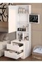White Makeup Vanity with Mirror and Storage, 2-Drawer Dressing Table with Jewelry Organizer, Modern Bedroom Furniture for Women, Compact Cosmetic Desk with Open Shelves - 2