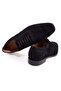Black Color Lace-Up Genuine Suede Leather Men's Shoes - 2
