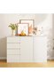 Chest of Drawers, Wooden Dresser for Bedroom, 4-Drawer and 2-Door Storage Cabinet for Household Items and Bedding, White, DGC001 - 4