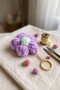 Handmade Puff Flower Bag Charm - Plush Velvet Keychain with Gold Chain, Bag Decoration