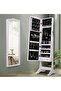 White Mirrored Jewelry Cabinet Armoire Storage Organizer Box Light