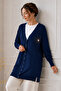 Collar Detailed Mercerized Cardigan N3362 Navy Blue - 2