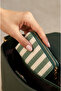 Women's Green Striped Fabric Mini Wallet with Zipper, Multiple Compartments, Card Holder and Coin Pocket - 3
