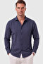 Men's Navy Blue Relaxed Fit Wrinkle Textured Iron-Free Summer Shirt 2602608 - 2
