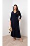 Women's Plus Size Three Quarter Sleeve V-Neck Long Dress 5475-26
