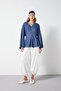 Women's Flounced Special Design Navy Blue Slim Denim Blouse 31187 - 8