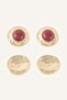 Women's 2-Piece Forged Metal Look Round Earrings I4271Axns