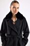 Oversize Detachable Fur Low Sleeve Coat Black 3178 - 4
