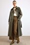 Detachable Scarf Water-Repellent Trench Coat Haki̇ 6887 - 5