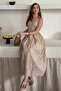 Beige Strappy Brode Dress with Accessories - 3