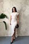 Beige Front Ruffled Atlas Dress