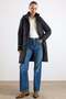 Removable Hooded Zipper Closure Large Size Quilted Coat Black 6901