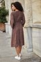 Women's Premium Fabric Wrap Double-Breasted Skirt, Three-Quarter Sleeve, Below the Knee Midi Length Dress - Brown - 6