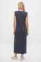 Women's Celia Zero Sleeve Midi Anthracite Dress with Padded Shoulders - 5