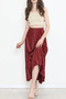 Elegant and Modern Pleated Shiny Crepe Burgundy Skirt with Hidden Elastic Waistband - 5