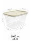 6-Piece Deep Food Storage Container - Rectangular Kitchen Organizer Stackable Storage Container 2Lt Beige - 6