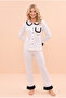Women's Italian Bamboo Baby Collar Ruffled Chest Pocket Detailed Front Buttoned Pajama Set