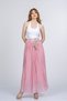 Women's Summer Pink Nerisse Long Pleated Skirt with Elastic Waist Lined Straw Belt Detail Comfortable Summer Wear 6890