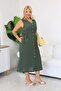 Plus Size Linen Fabric Dress with Side Lace Detail - 5