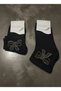 Black Color Stoned Detailed Seasonal Booties Socks 12-Pack - 2
